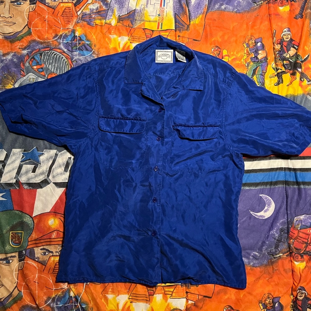 Peaches & Smith silk blue button down